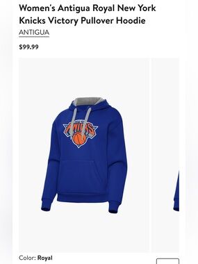 NEW Women's Antigua Royal New York Knicks Victory Pullover Hoodie NBA